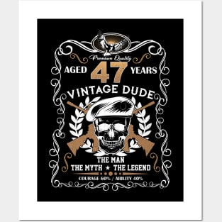 Skull Aged 47 Years Vintage 47 Dude Posters and Art